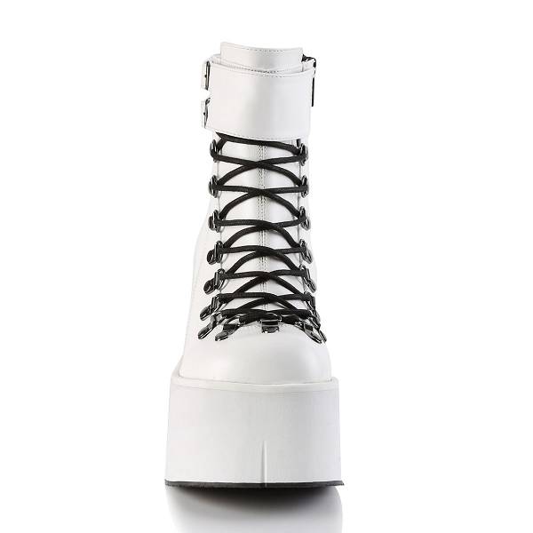 Demonia Women's Kera-21 Platform Ankle Boots - White Vegan Leather D5140-89US Clearance